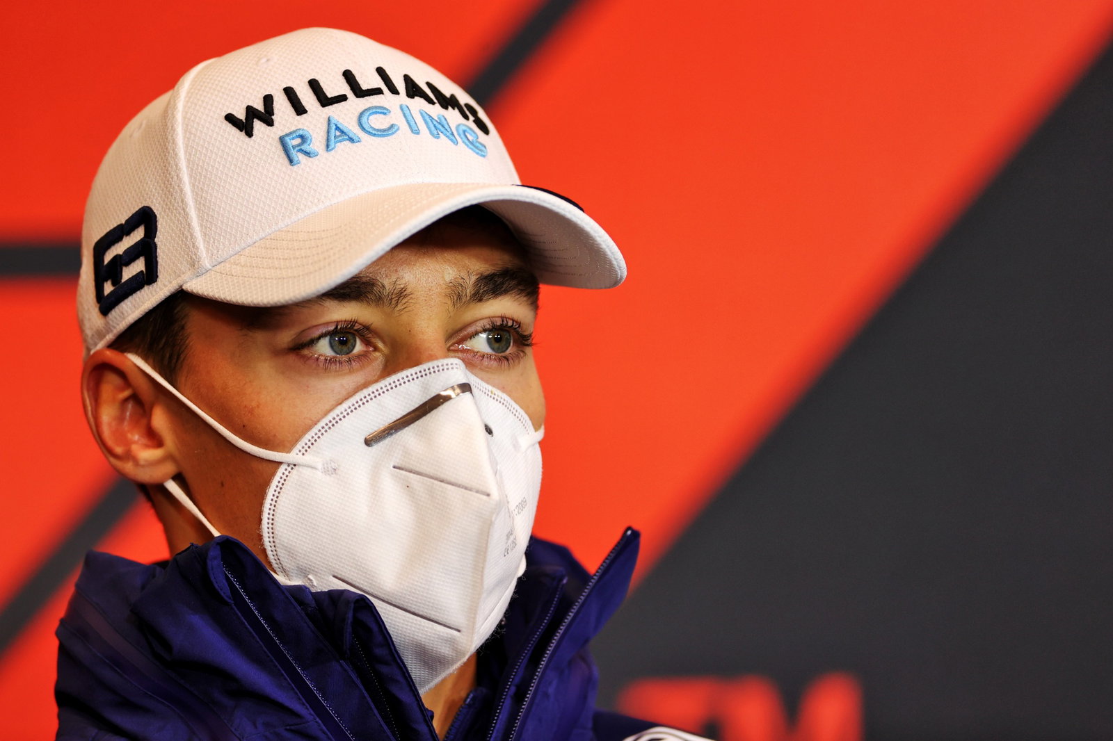 George Russell (GBR) Williams Racing in the FIA Press Conference.