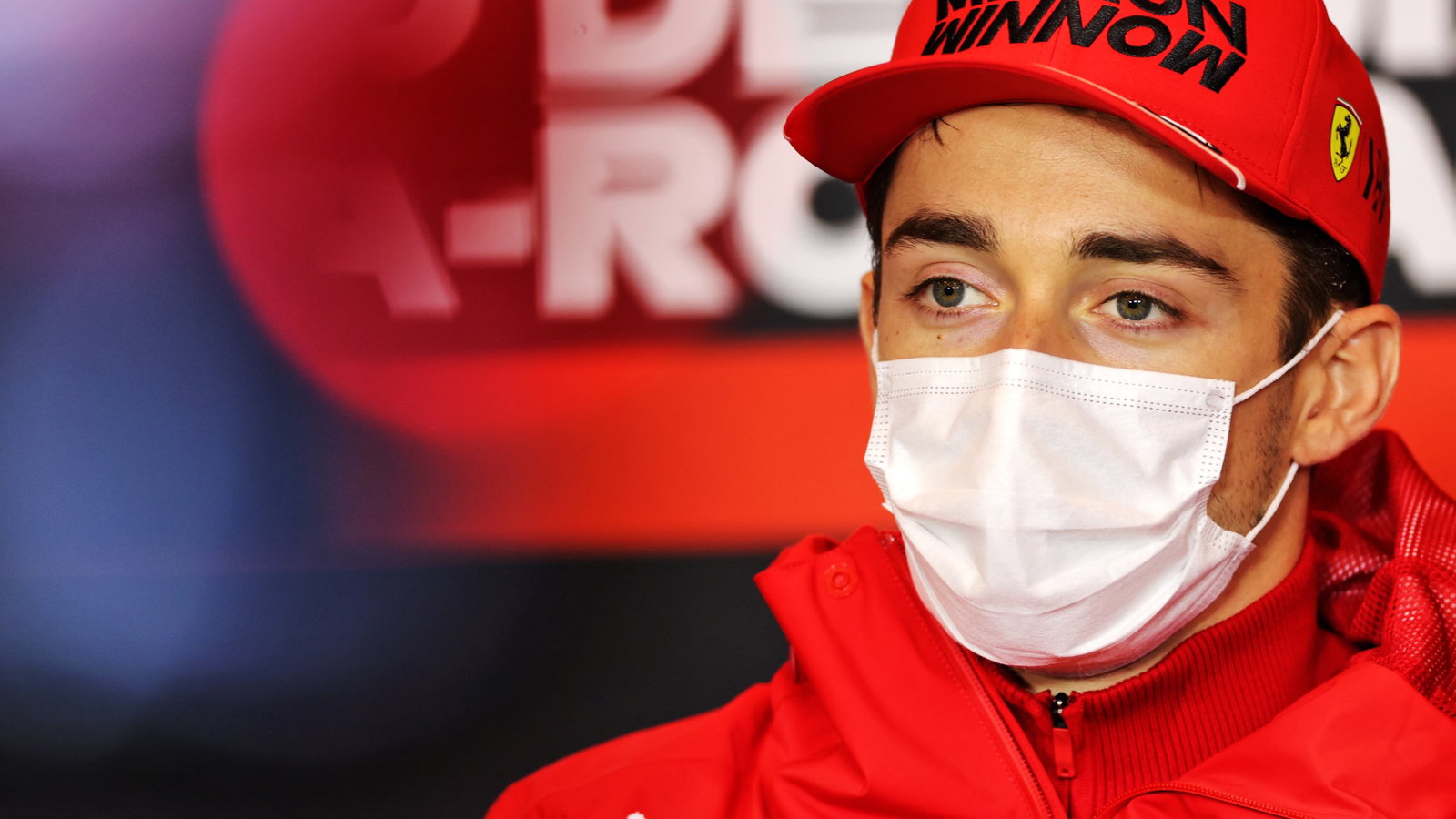 Charles Leclerc (MON) Ferrari in the FIA Press Conference.