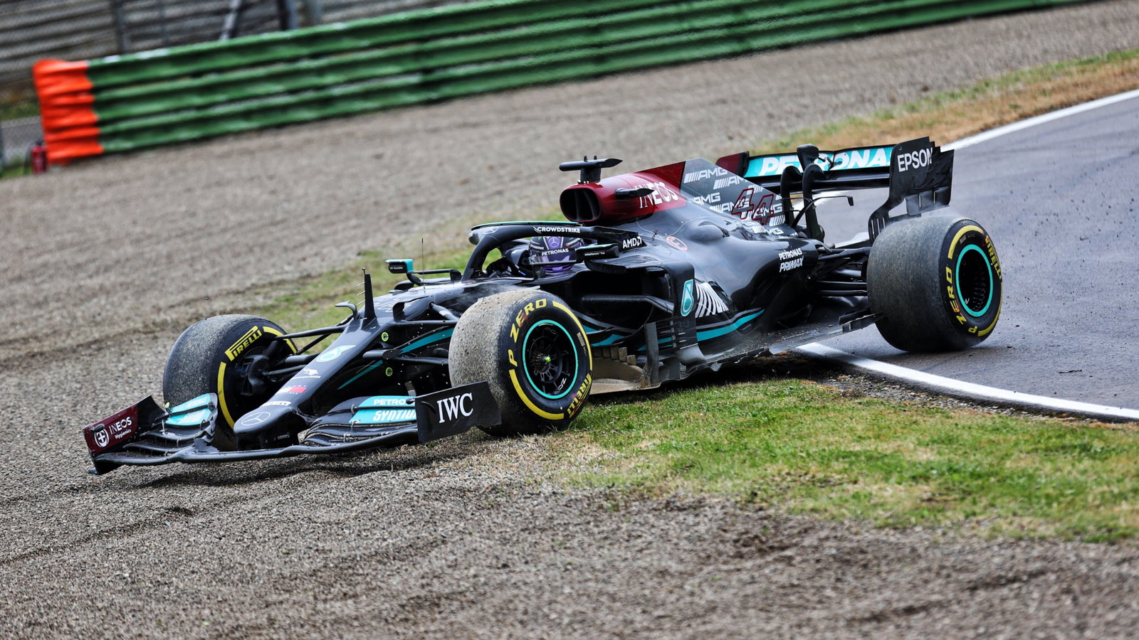 Lewis Hamilton (GBR) Mercedes AMG F1 W12 reverses back onto the circuit at Tosa.