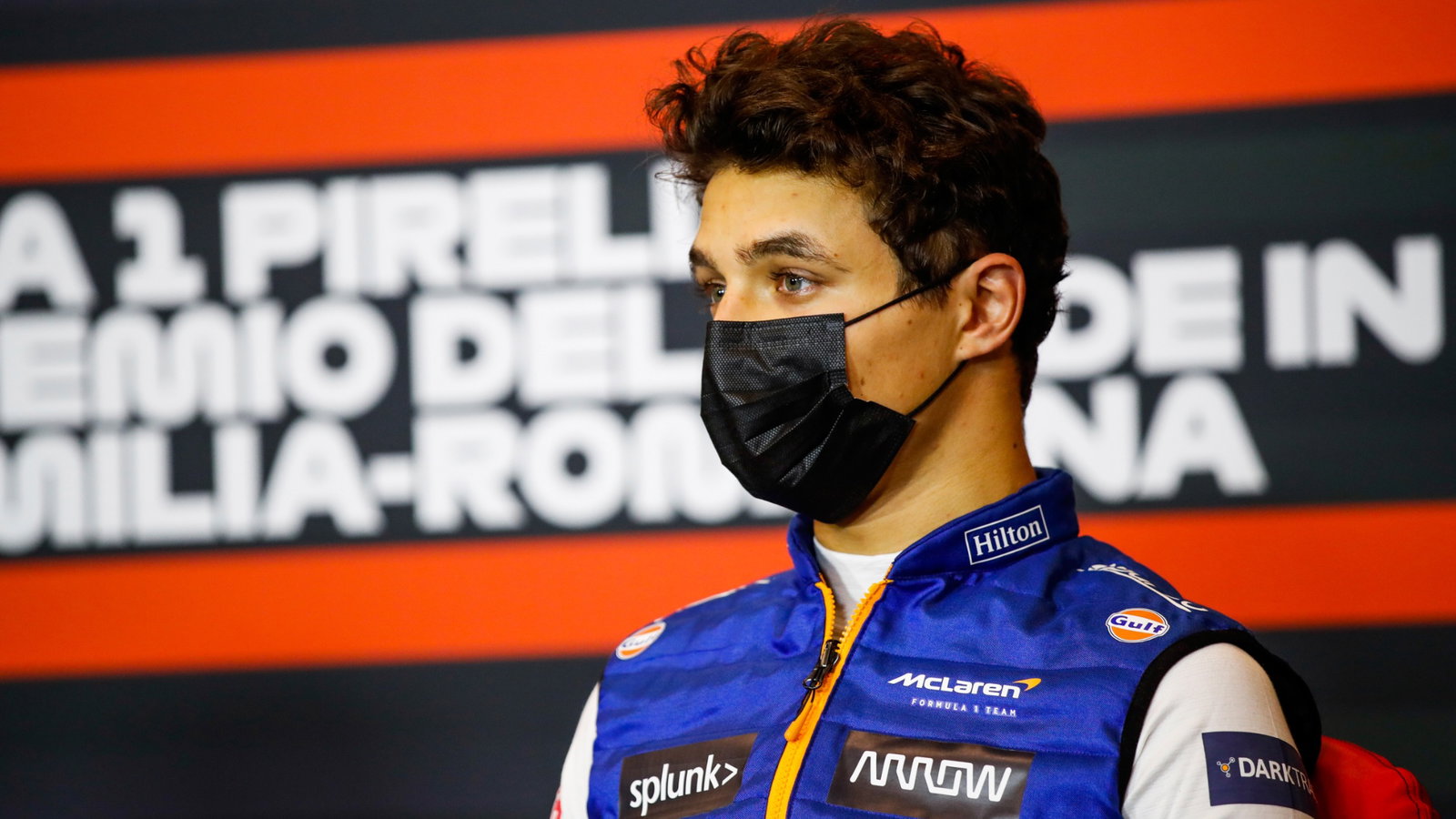 Lando Norris (GBR) McLaren in the post race FIA Press Conference.