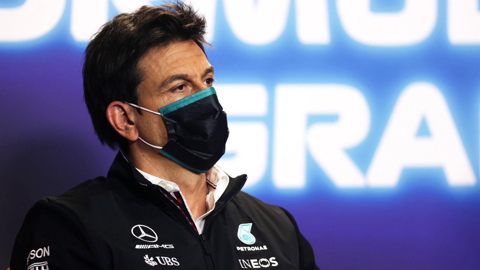 Toto Wolff (GER) Mercedes AMG F1 Shareholder and Executive Director in the FIA Press Conference.