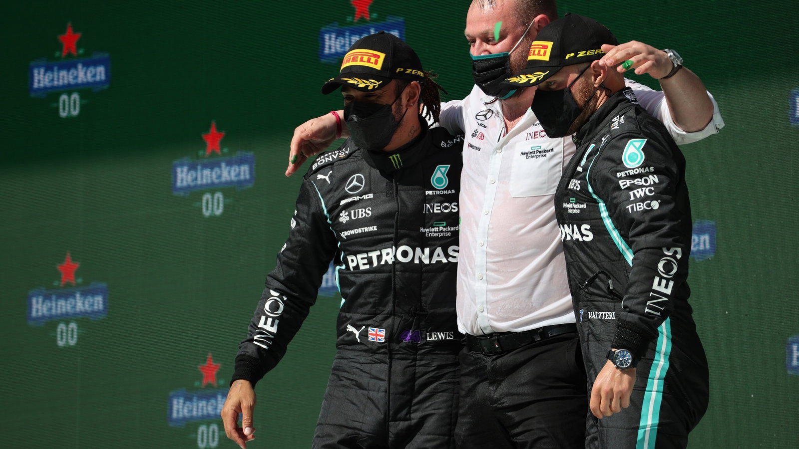 1st place Lewis Hamilton (GBR) Mercedes AMG F1 W12, 3rd place Valtteri Bottas (FIN) Mercedes AMG F1.