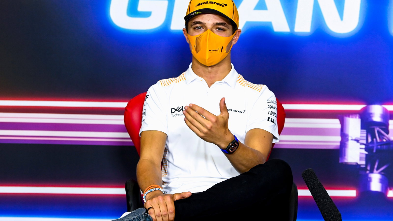 Lando Norris (GBR) McLaren in the FIA Press Conference.