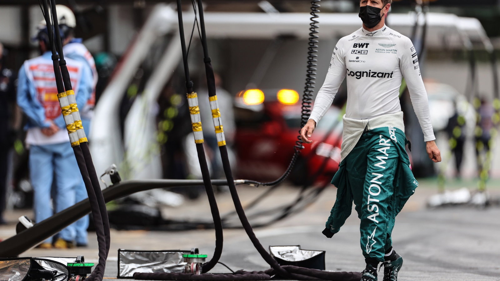 Sebastian Vettel (GER) Aston Martin F1 Team on the grid.