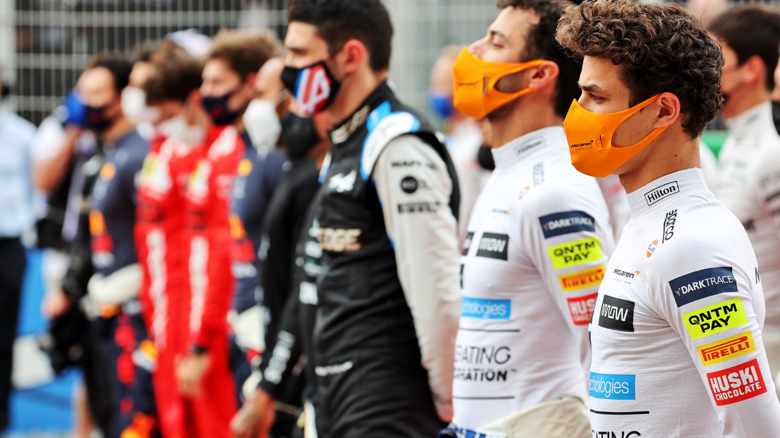 Lando Norris (GBR) McLaren on the grid.