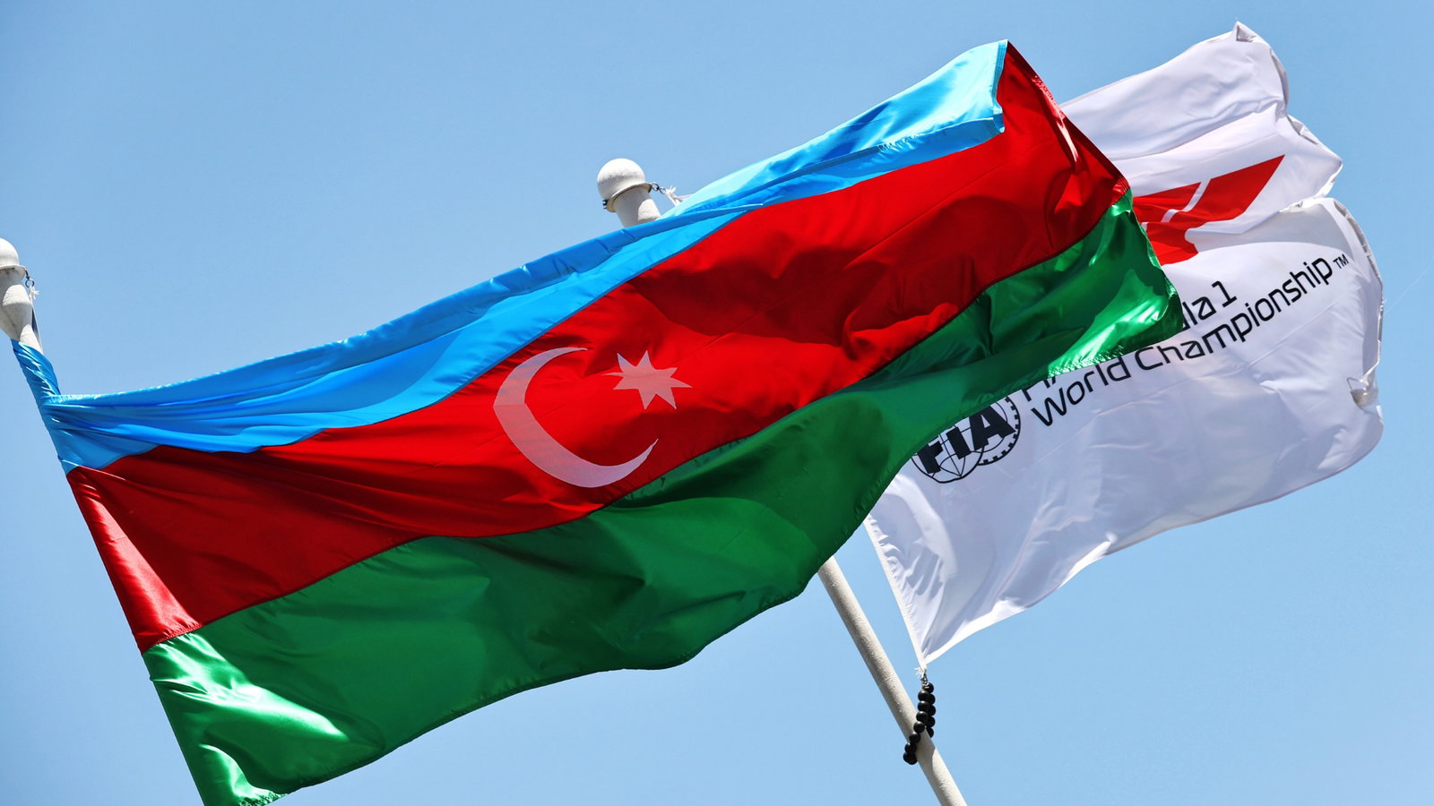 Circuit atmosphere - Azerbaijan and F1 flags.