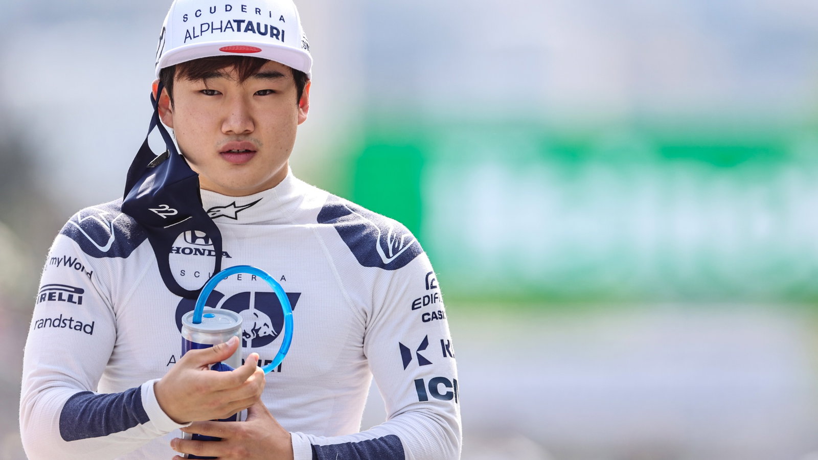 Yuki Tsunoda (JPN) AlphaTauri on the grid.