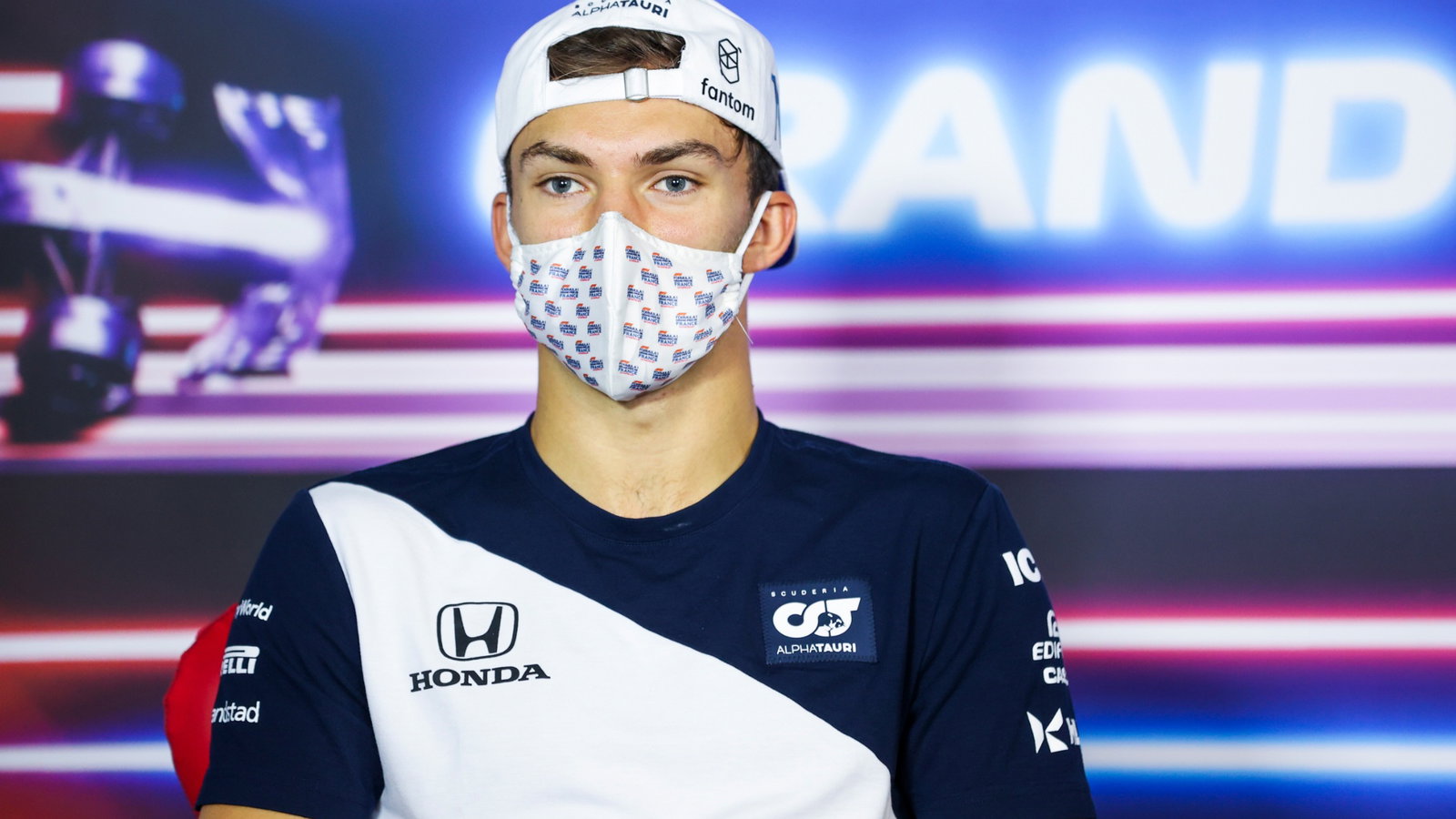 Pierre Gasly (FRA) AlphaTauri in the FIA Press Conference.