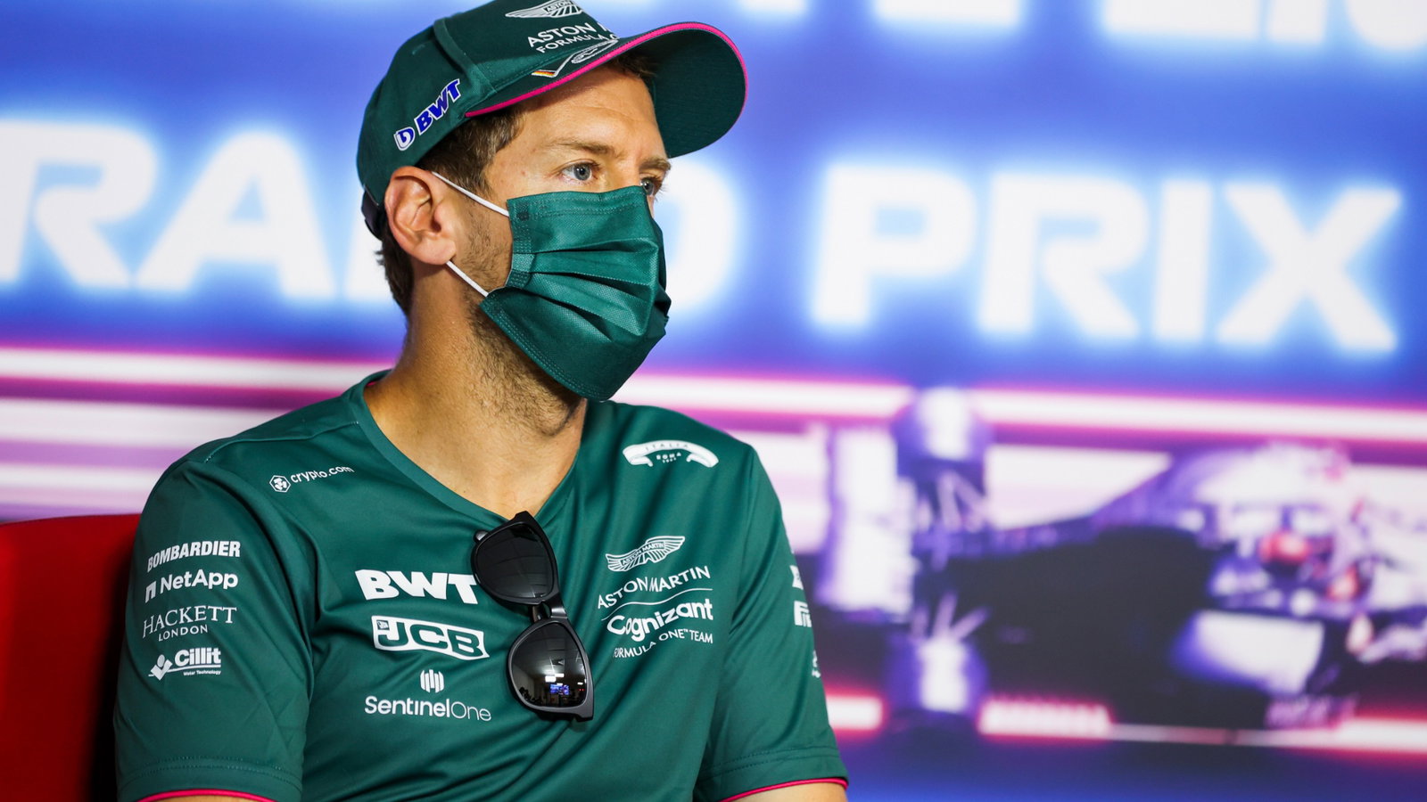 Sebastian Vettel (GER) Aston Martin F1 Team in the FIA Press Conference.