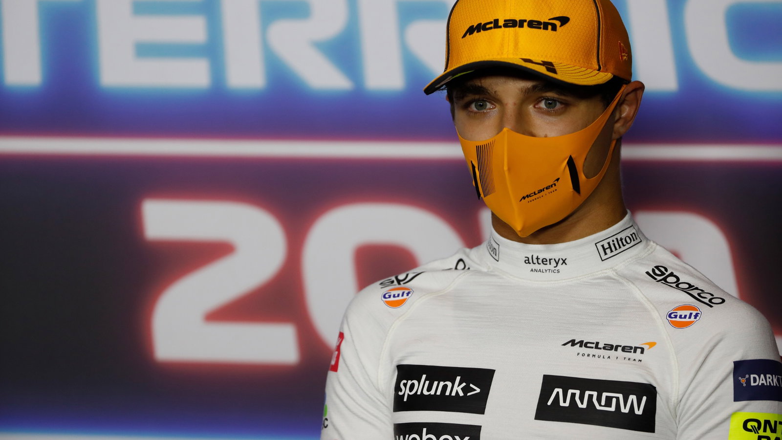 Lando Norris (GBR) McLaren in the post race FIA Press Conference.
