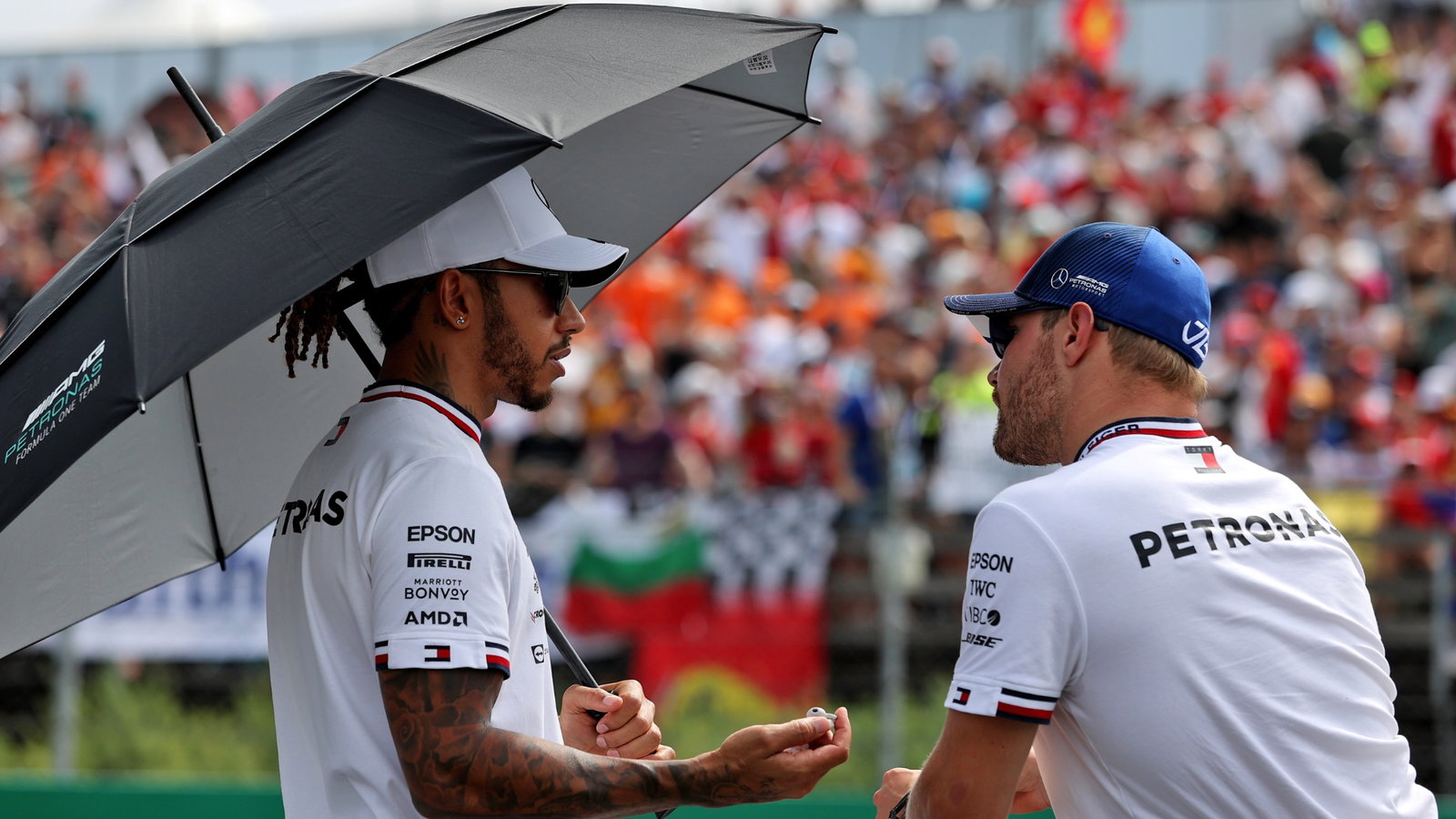 (L to R): Lewis Hamilto