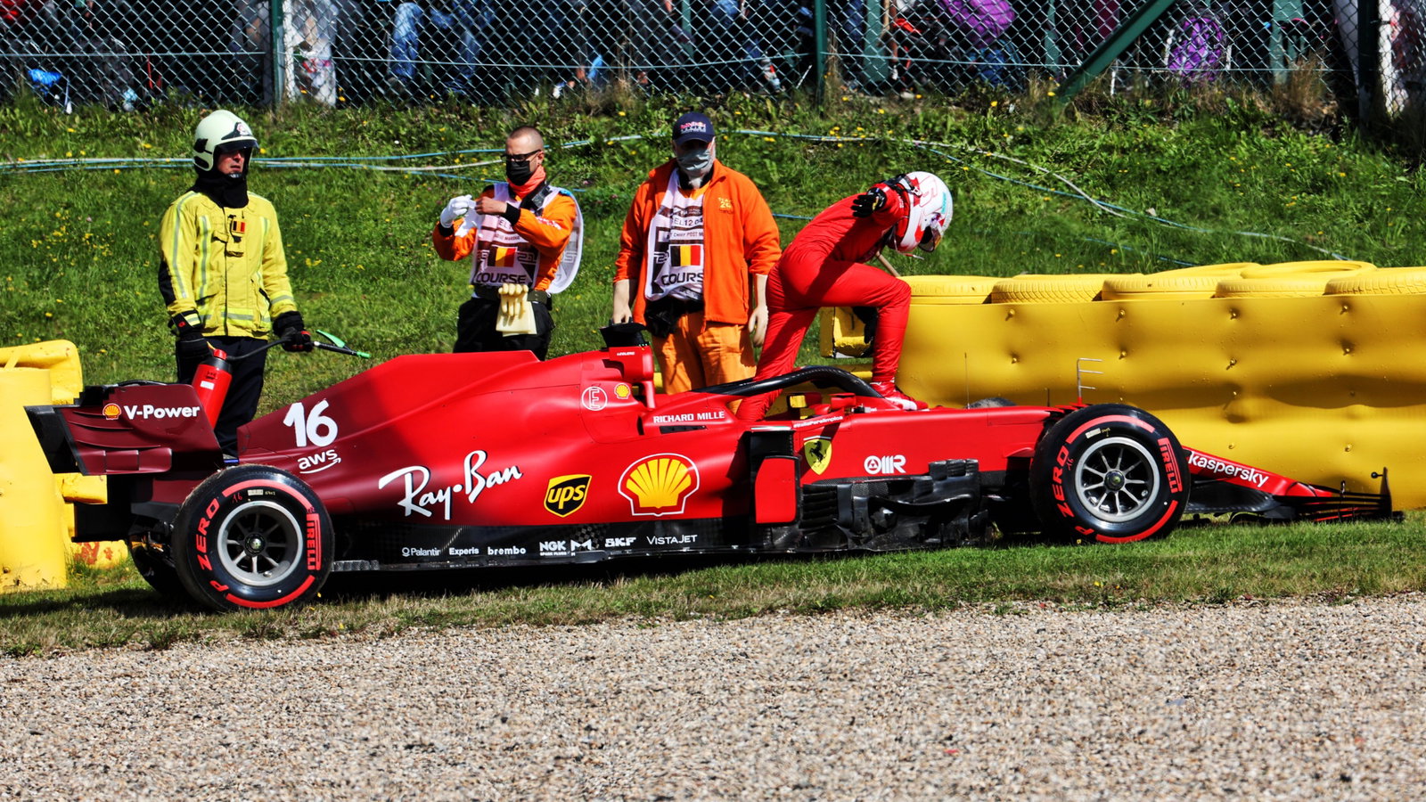 Charles Leclerc (MON) Ferrari SF-21 crashed in the second practice session.