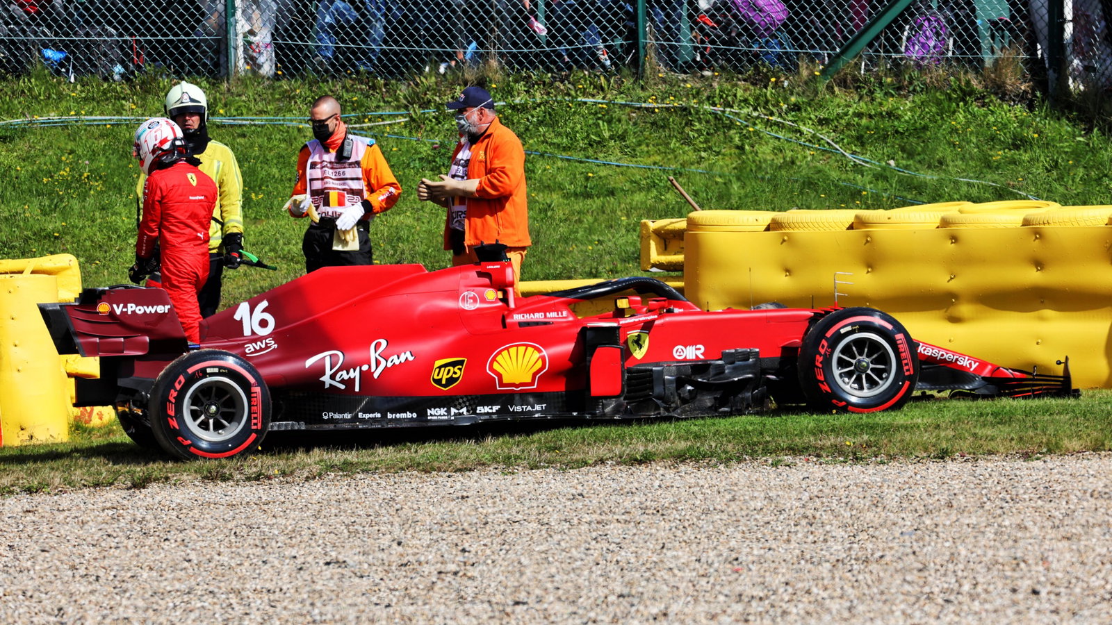 Charles Leclerc (MON) Ferrari SF-21 crashed in the second practice session.