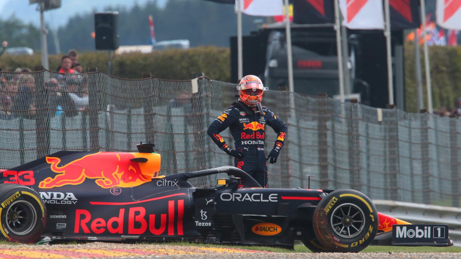 Max Verstappen (NLD) Red Bull Racing RB16B crashed during FP2.