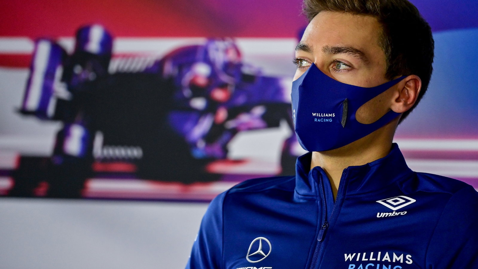 George Russell (GBR) Williams Racing in the FIA Press Conference.
