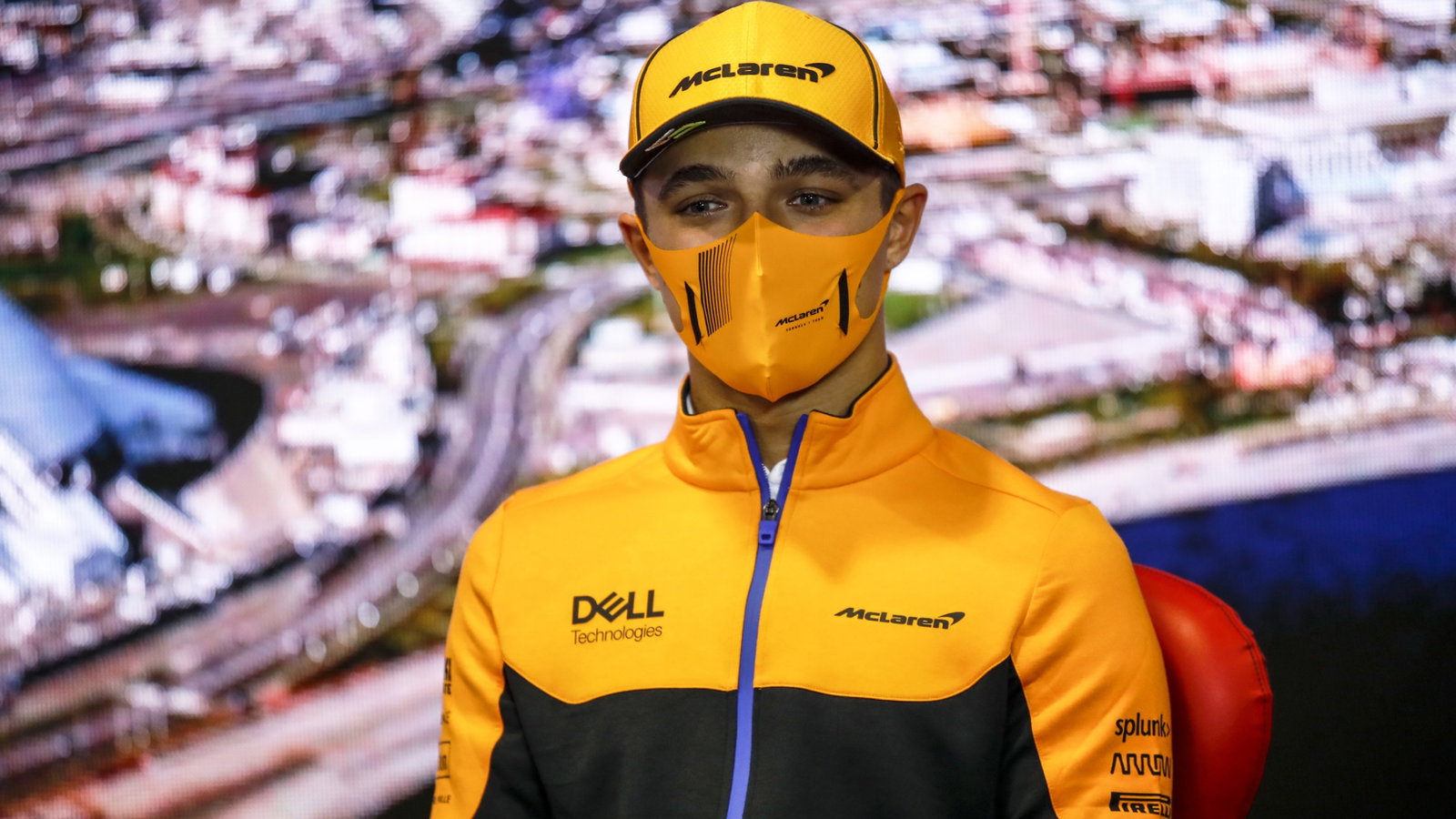 Lando Norris (GBR) McLaren in the FIA Press Conference.