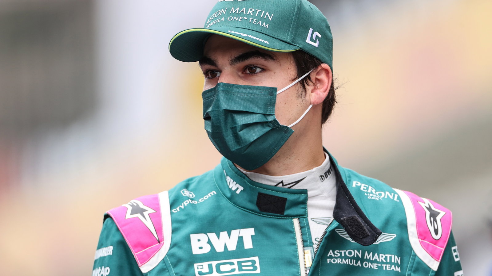 Lance Stroll (CDN) Aston Martin F1 Team on the grid.