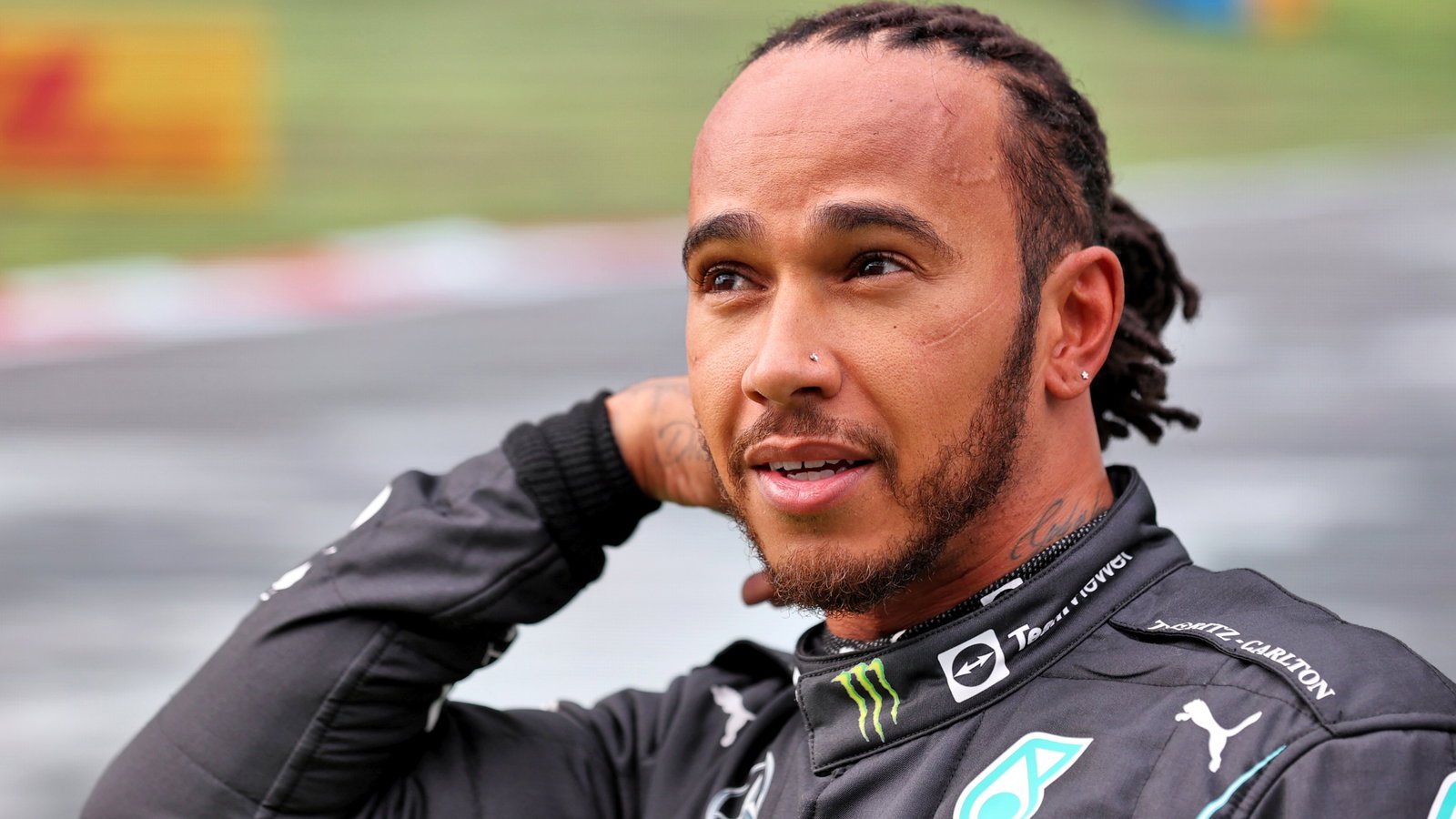 Fastest in qualifying Lewis Hamilton (GBR) Mercedes AMG F1 in qualifying parc ferme.