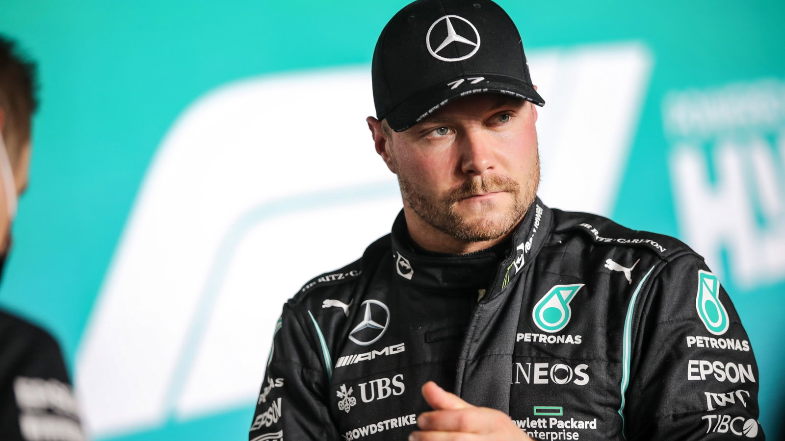 Valtteri Bottas (FIN) Mercedes AMG F1 in qualifying parc ferme.