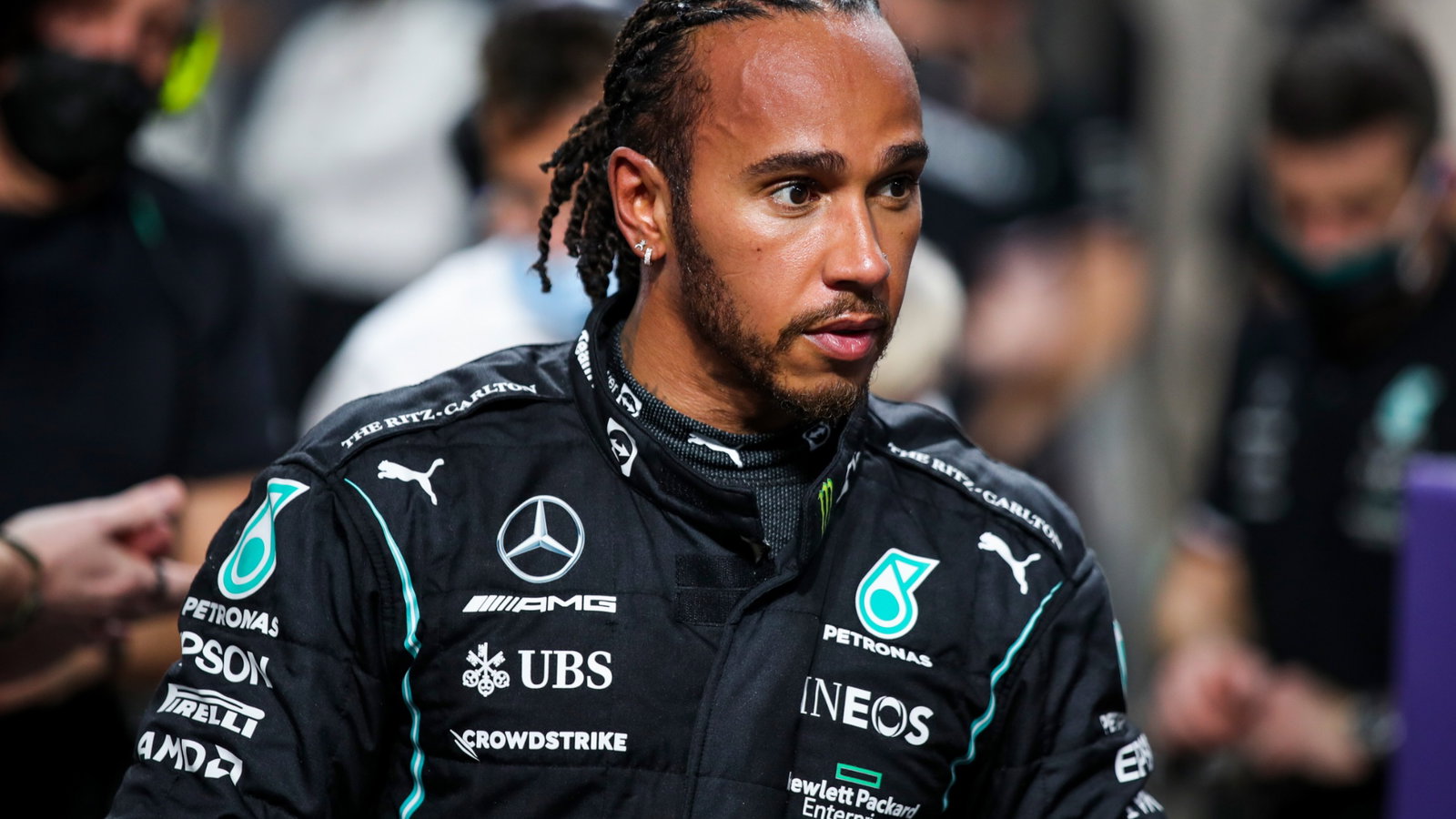 Pole sitter Lewis Hamilton (GBR) Mercedes AMG F1 in qualifying parc ferme.