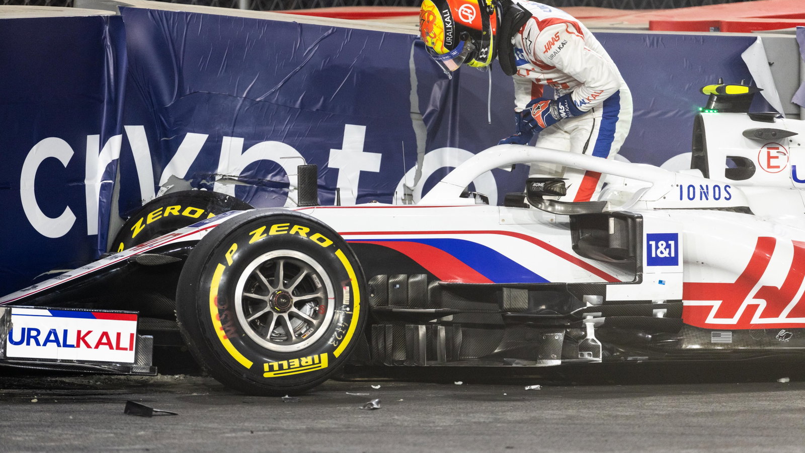 Mick Schumacher (GER) Haas VF-21 crashed out of the race.