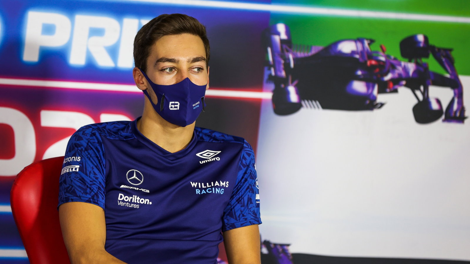 George Russell (GBR) Williams Racing in the FIA Press Conference.