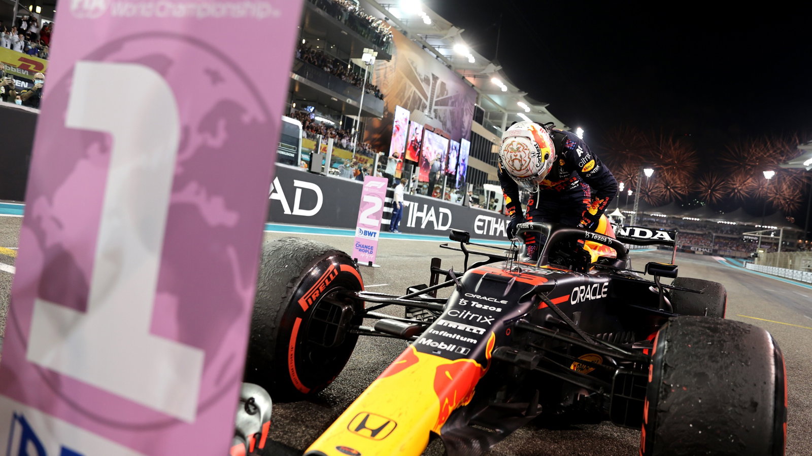 1st place and new World Champion, Max Verstappen (NLD) Red Bull Racing RB16B.