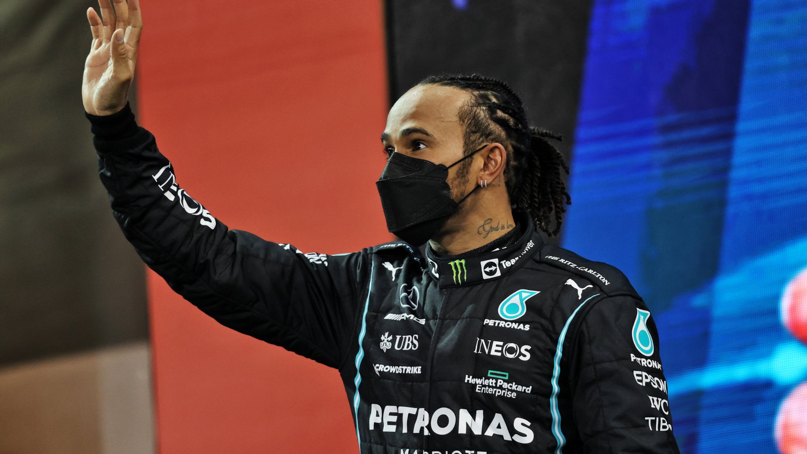 Second placed Lewis Hamilton (GBR) Mercedes AMG F1 on the podium.