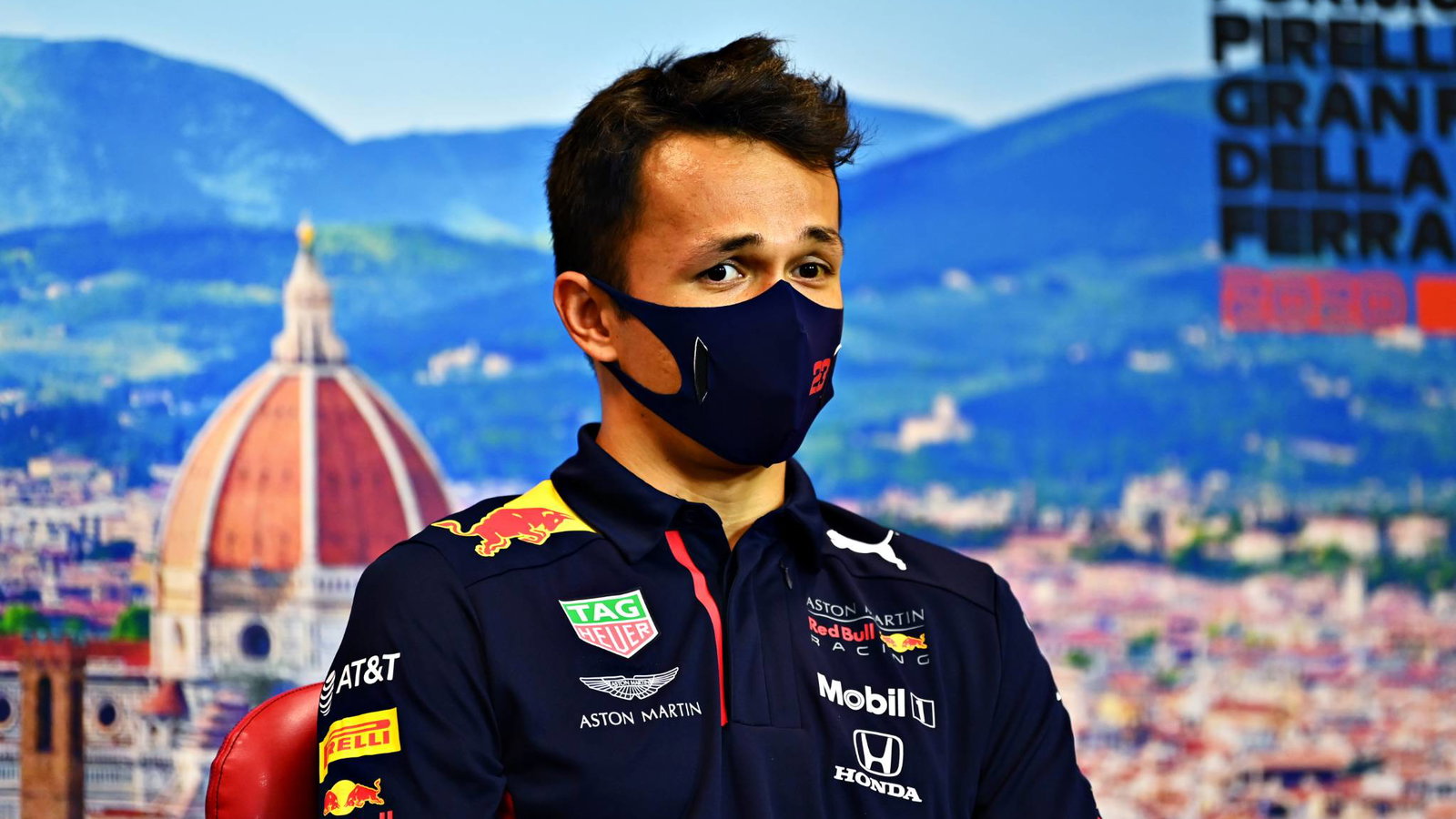 Alexander Albon (THA) Red Bull Racing in the FIA Press Conference.