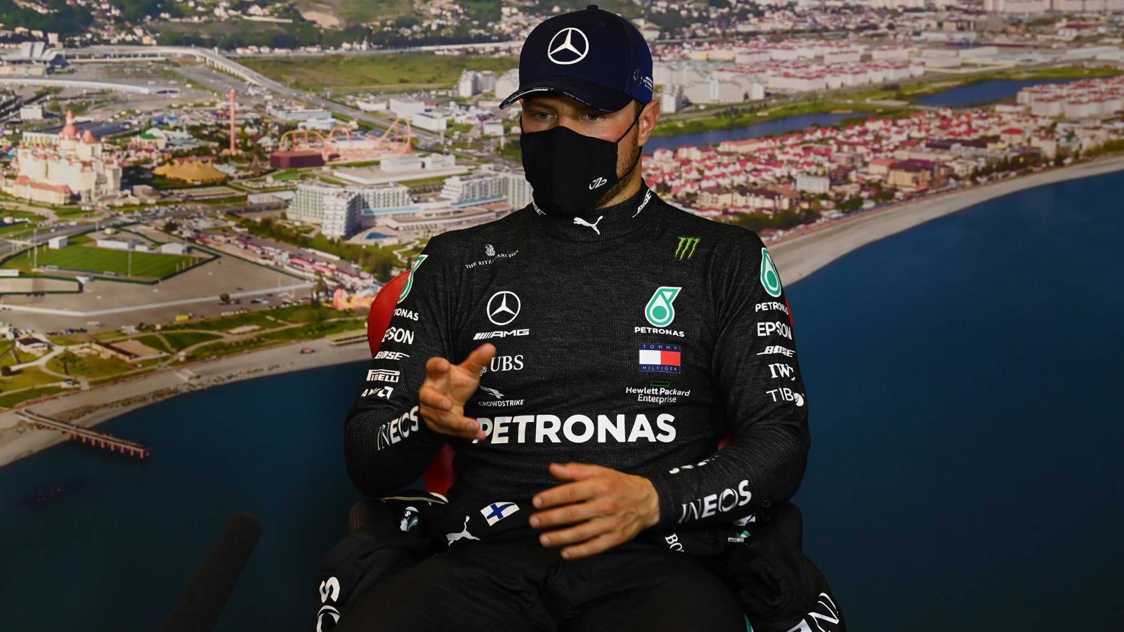 Valtteri Bottas (FIN) Mercedes AMG F1 in the qualifying FIA Press Conference.