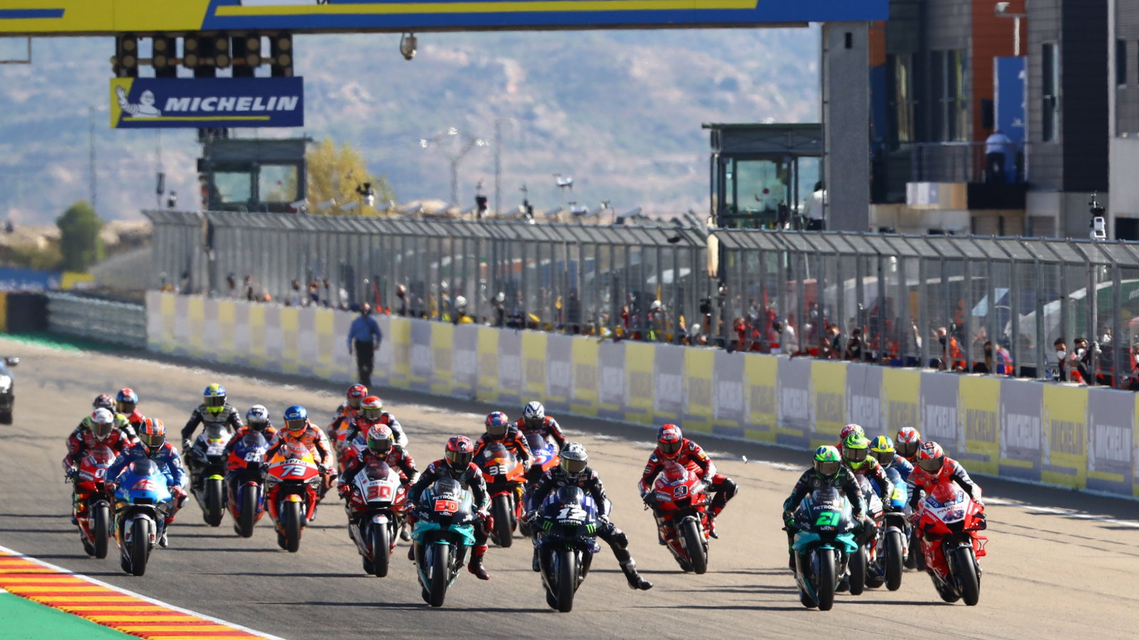 Start, MotoGP race, Aragon MotoGP. 18 October 2020