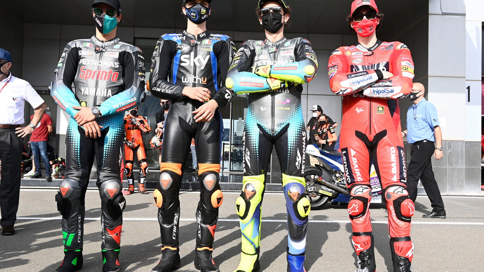 Luca Marini, Valentino Rossi, Franco Morbidelli,