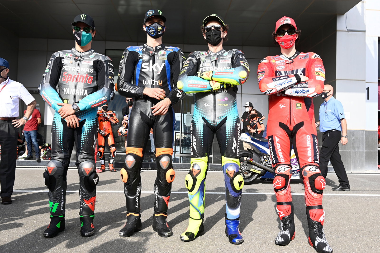 Luca Marini, Valentino Rossi, Franco Morbidelli,