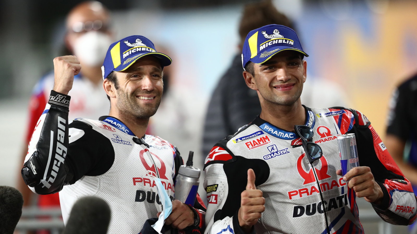 Johann Zarco, Jorge Martin parc ferme, Doha MotoGP, 3 April 2021