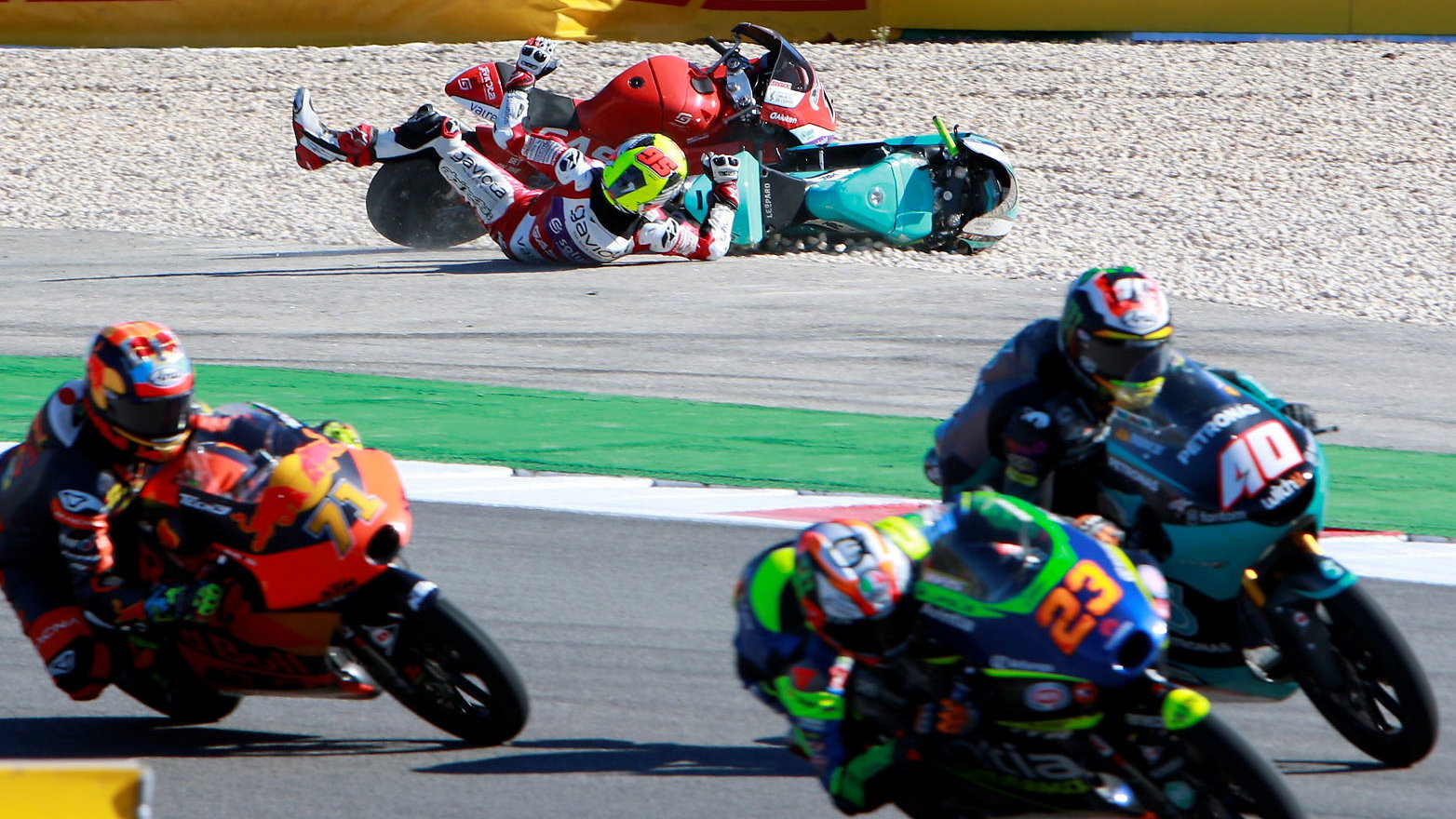 Dennis Foggia crashes, Moto3race, Algarve MotoGP, 7 November 2021