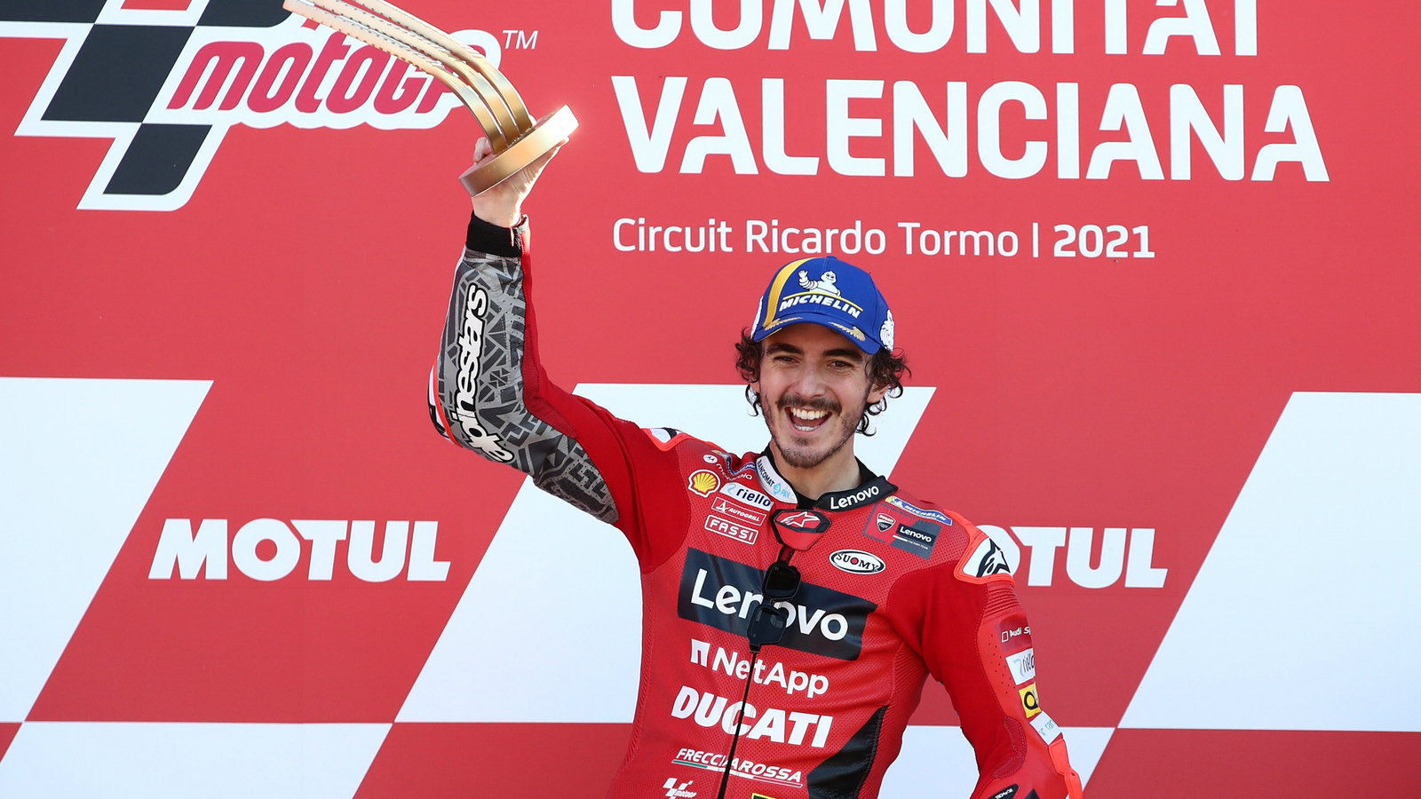 Francesco Bagnaia , Valencia MotoGP race . 14 November 2021