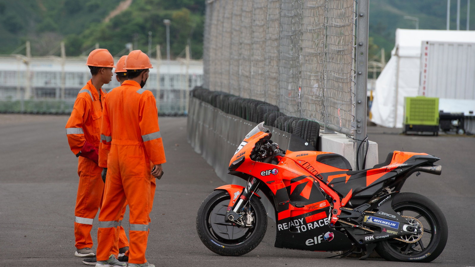 Raul Fernandez crashed bike, Indonesia MotoGP test, 12 February 2022