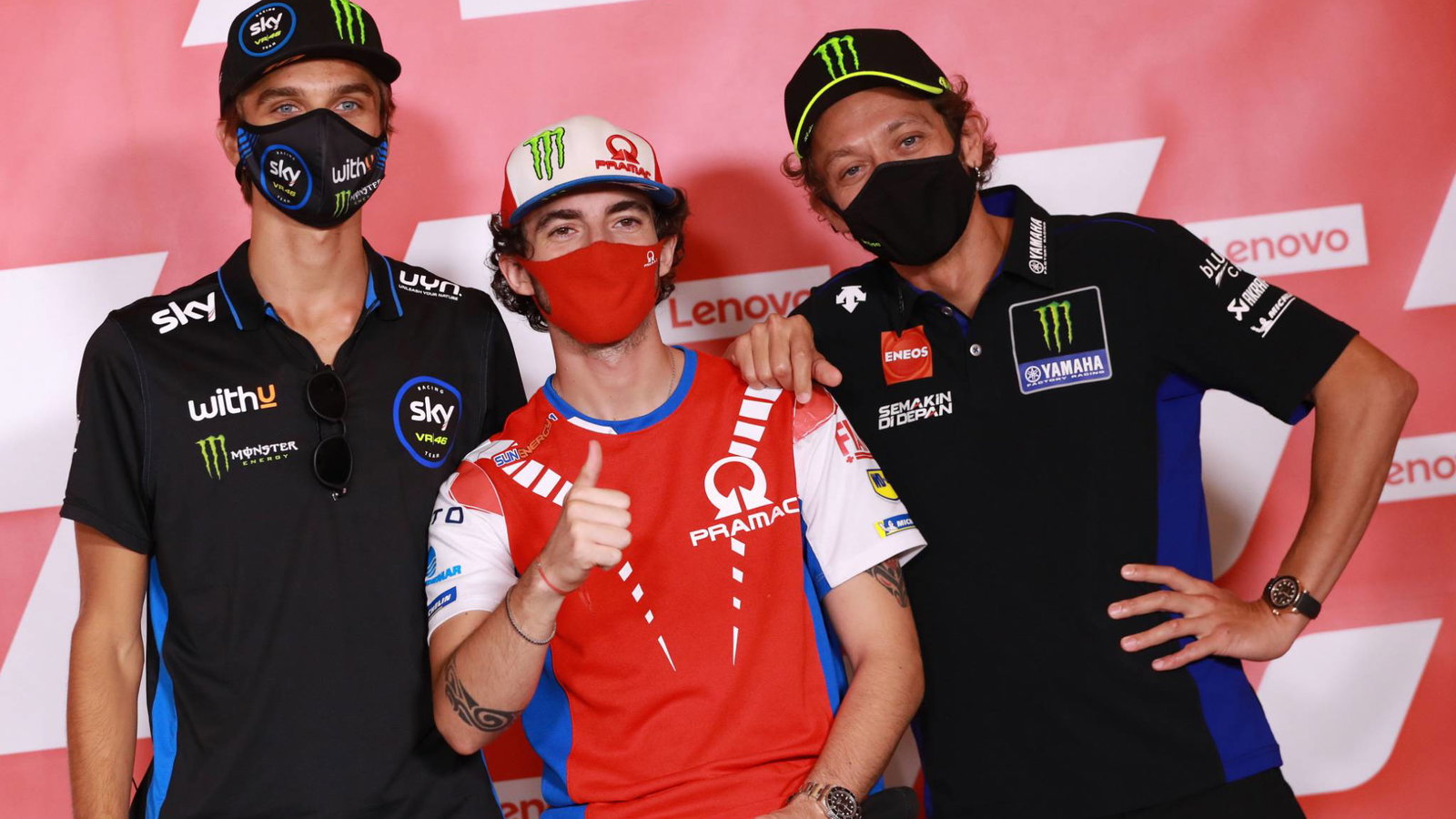 Luca Marini, Francesco Bagnaia, Valentino Rossi, San Marino MotoGP. 10 September 2020