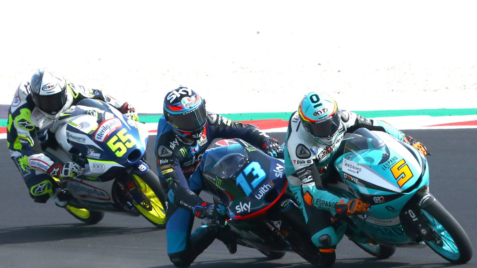Celestino Vietti Jaume Masia, Romano Fenati , Moto3 race, Emilia Romagna MotoGP. 20 September 2020