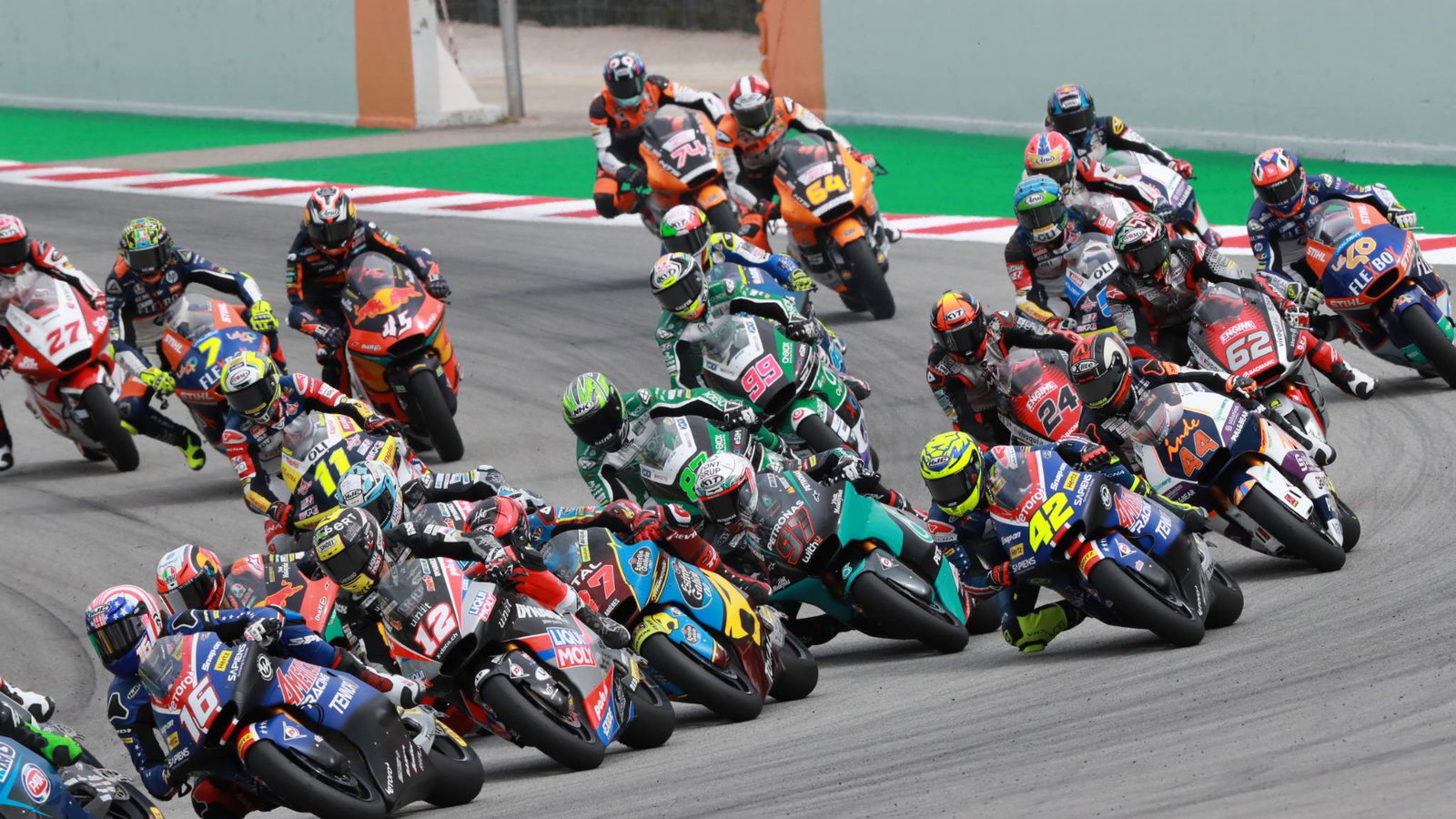 Moto2 race start, Calatunya MotoGP, 27 September 2020