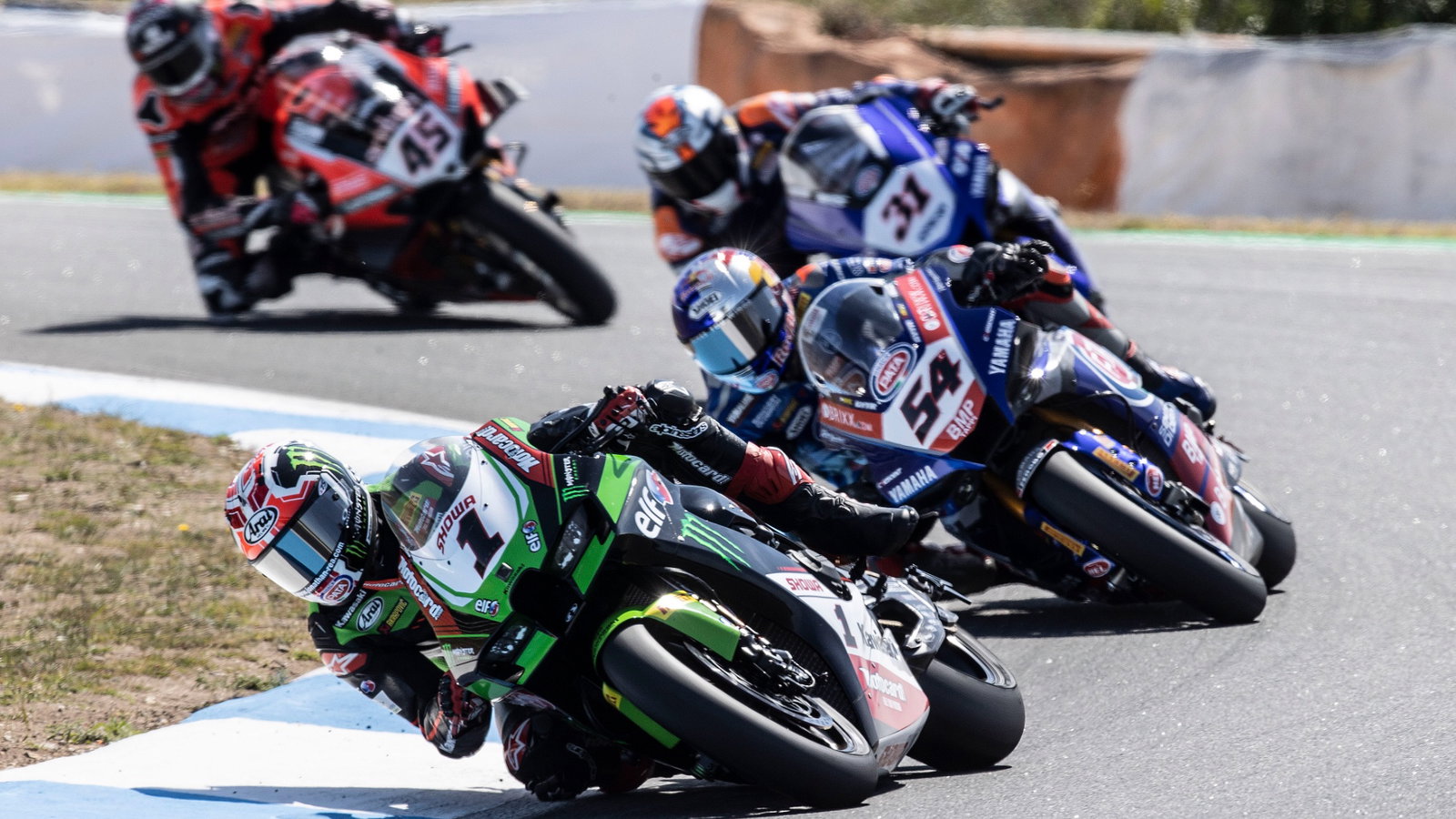 Jonathan Rea, Toprak Razgatlioglu, Scott Redding, Estoril WorldSBK superpole race 2021