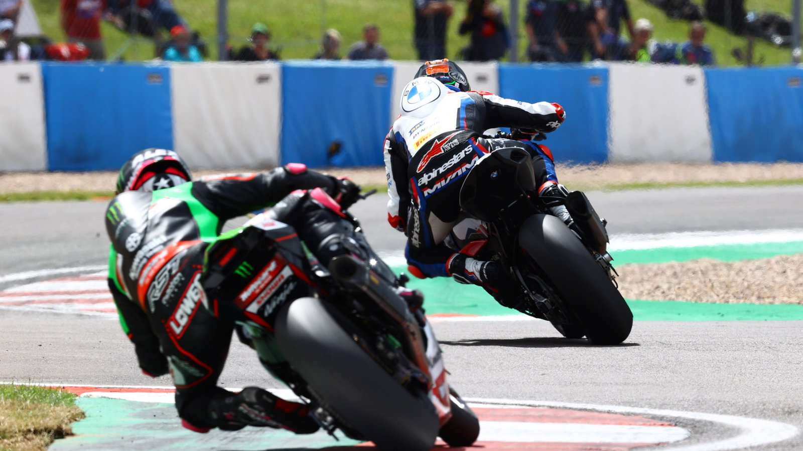 Michael van der Mark and Alex Lowes, Donington Park WorldSBK race 2, 4 July 2021