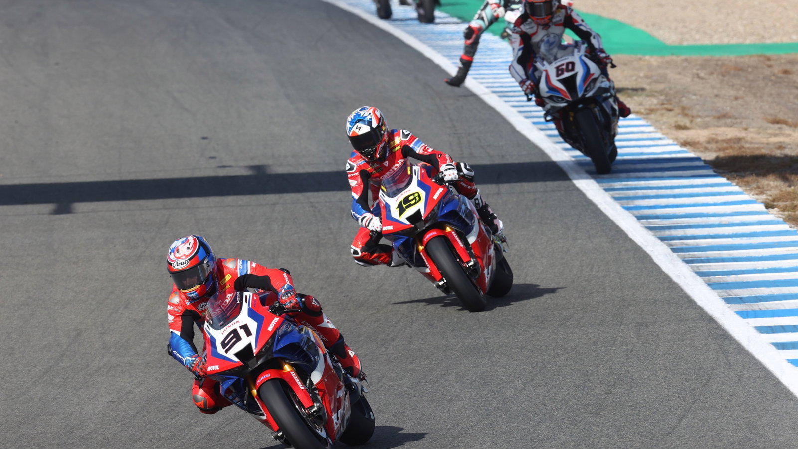 Leon Haslam, Alvaro Bautista and Michael van der Mark, Jerez WorldSBK race1, 26 September 2021