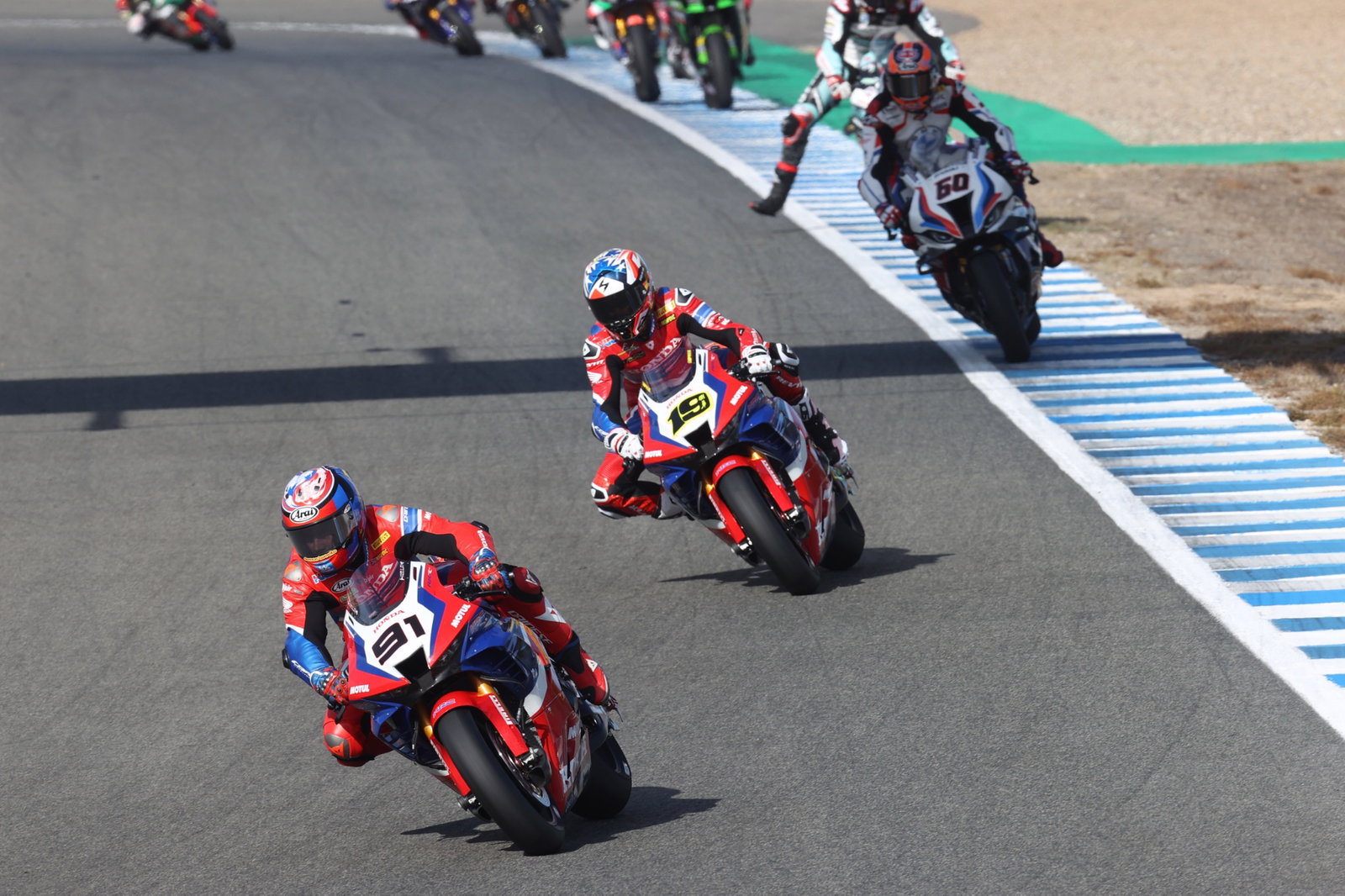Leon Haslam, Alvaro Bautista and Michael van der Mark, Jerez WorldSBK race1, 26 September 2021