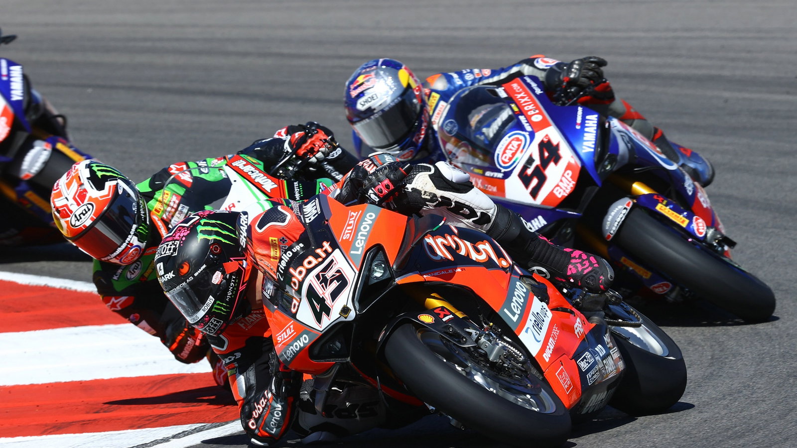 Scott Redding, Jonathan Rea, Toprak Razgatlioglu and Andrea Locatelli, Portuguese WorldSBK race2, 3 October 2021