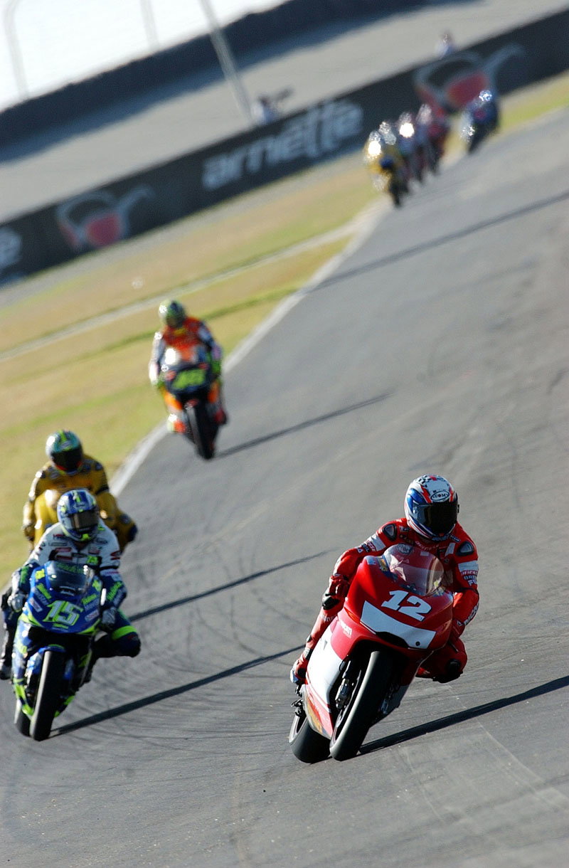 Pedrosa third to first on final lap.