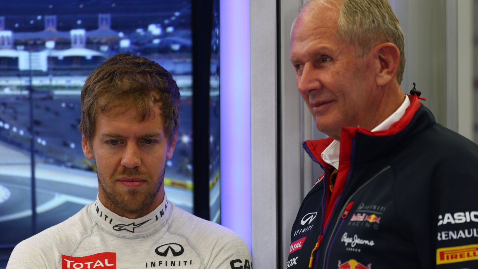 - Free Practice 2, Sebastian Vettel (GER) Infiniti Red Bull Racing RB10 and Helmut Marko (AUT), Red Bull Racing, Red Bull
