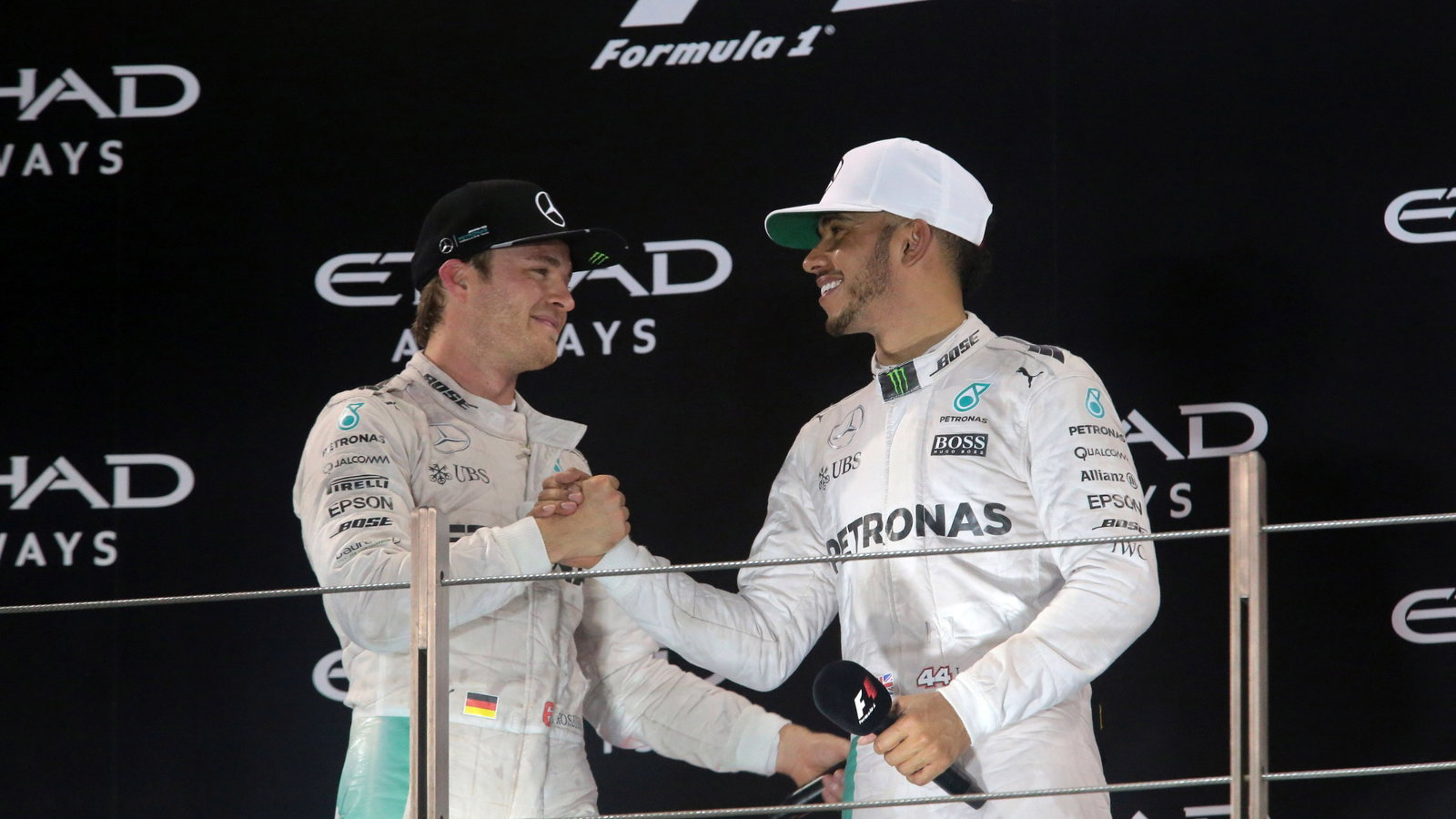  - Race, 2nd place Nico Rosberg Mercedes AMG F1 W07 Hybrid and Champion 2016 and Lewis Hamilton