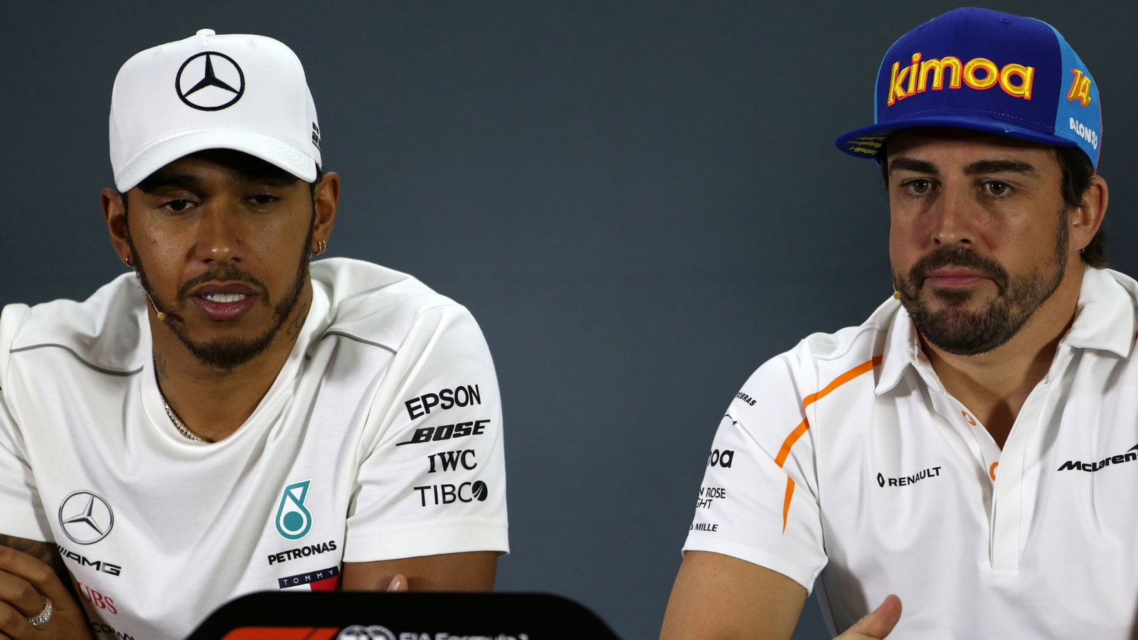  - Press conference, Lewis Hamilton (GBR) Mercedes AMG F1 W09 and Fernando Alonso (ESP) McLaren