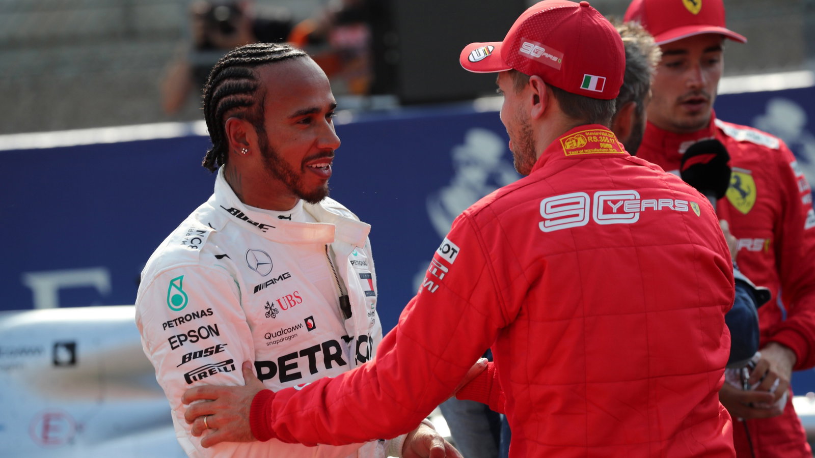  - Qualifying, 3rd place Lewis Hamilton (GBR) Mercedes AMG F1 W10 and 2nd place Sebastian Vettel (GER) Scuderia Ferrari